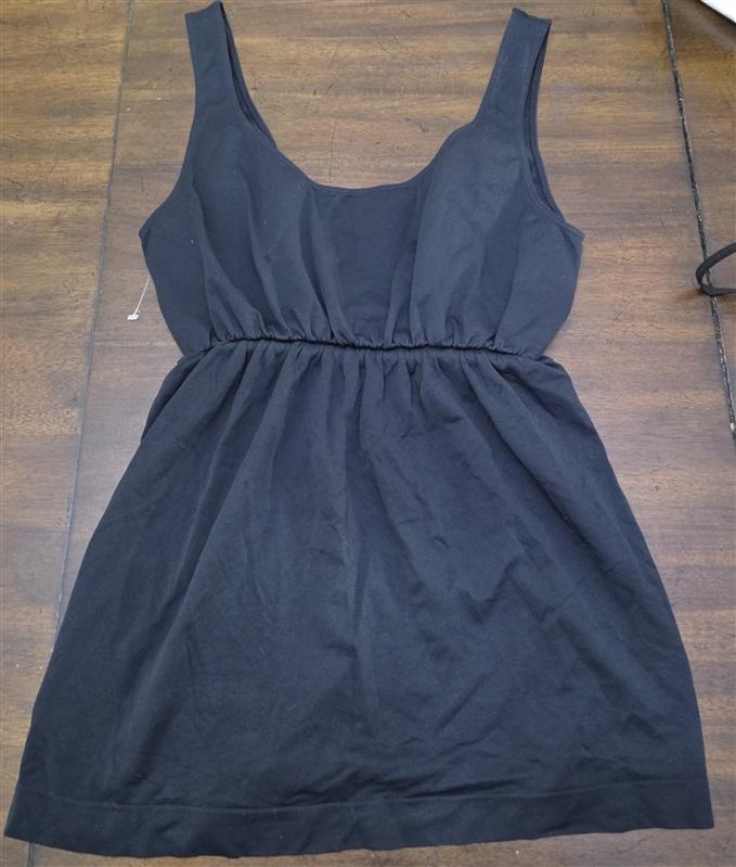 NWOT Last Tango M/L Ruched Baby Doll Tank Top Black 125323
