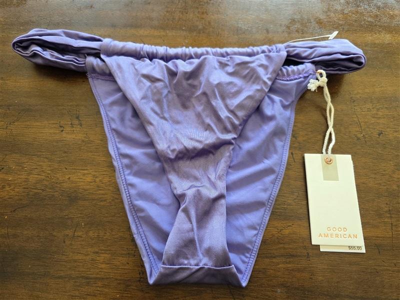 NWT Good American sz L Shine Ruched Bikini Bottom Purple 125376