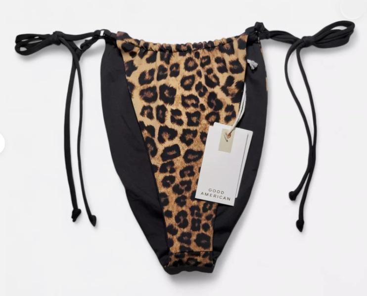 NWT Good American M Hi-Hi Tanga Reversible Leopard Bikini Bottom 125401
