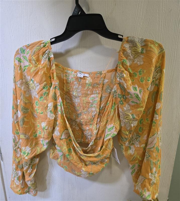 NWT O'Neill S ANGELINE LONG SLEEVE TOP Crinkle Gauze Aqua Blue Tank Top 125405