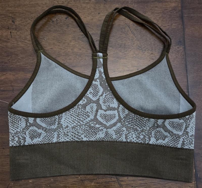 NWOT Bombshell XS Green Snake Print Racerback Sports Bra Stretch Gym Yoga 125415
