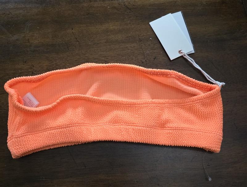 NWT Good American Better Bandeau Bikini Top L/XL Orange Cream Swim Tube 125435