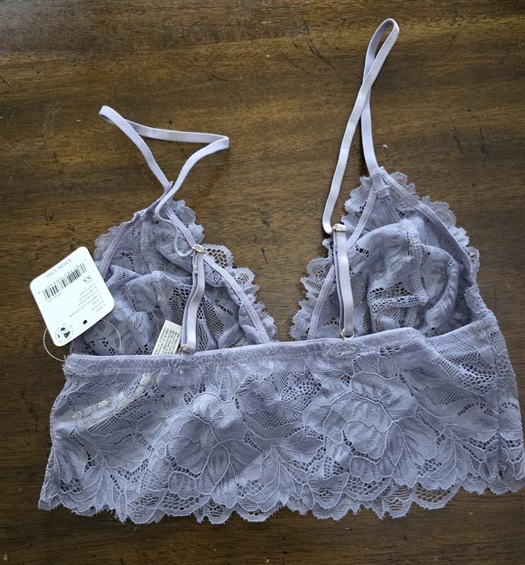 NWT Intimately Free People XS Long Line Lace Bralette Lilac Purple 125443