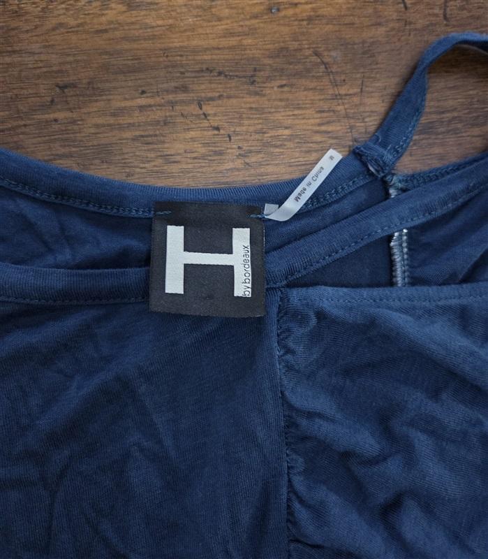 NWOT Heather H by Bordeaux M Split Gathered T-Shirt Blue Short Sleeve 125487