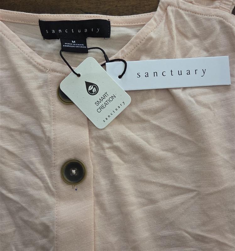 NWT Sanctuary M Button Front Sleeveless Tank Top Peach 125510