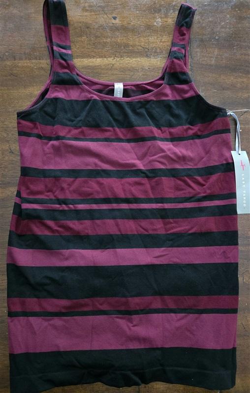 NWT Last Tango M/L Tonal Stripe Tank Top Wine Black 125518