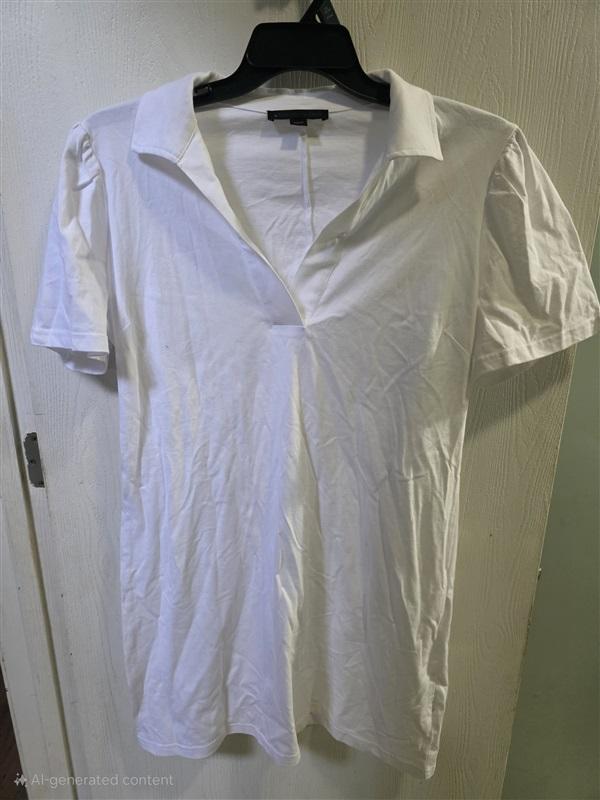 NWOT Boston Proper XL Casual Polo Short Sleeve Dress White 125530