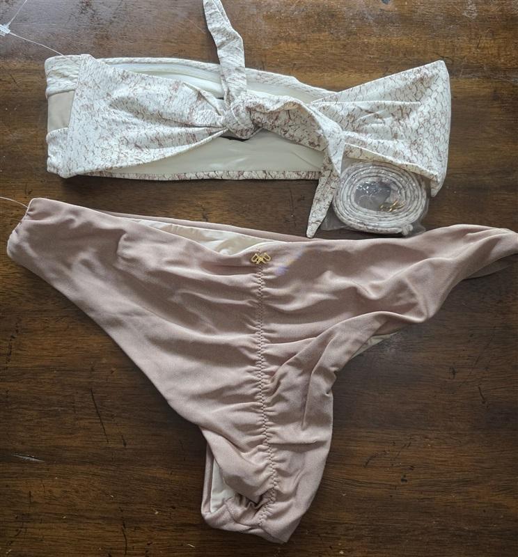 NWOT Pilyq Cobra S Color Block Halter Bandeau Bikini Swim Top & Bottom 125551