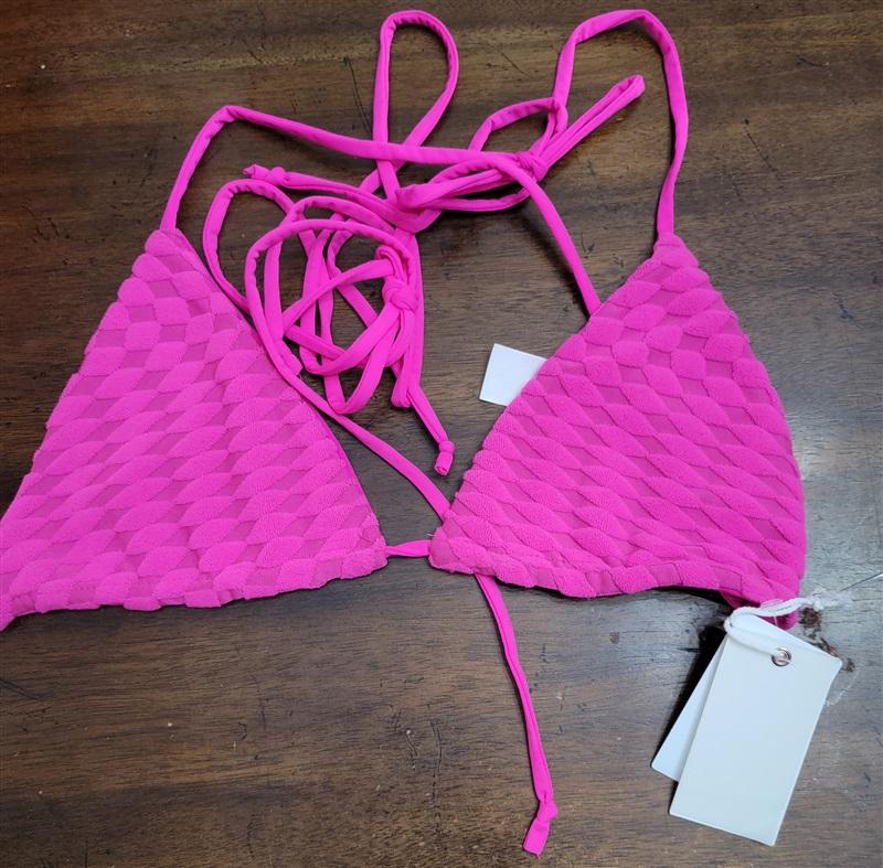 NWT Good American L or 3 Jacquard Better Hawiian Pink Bikini Top 125572