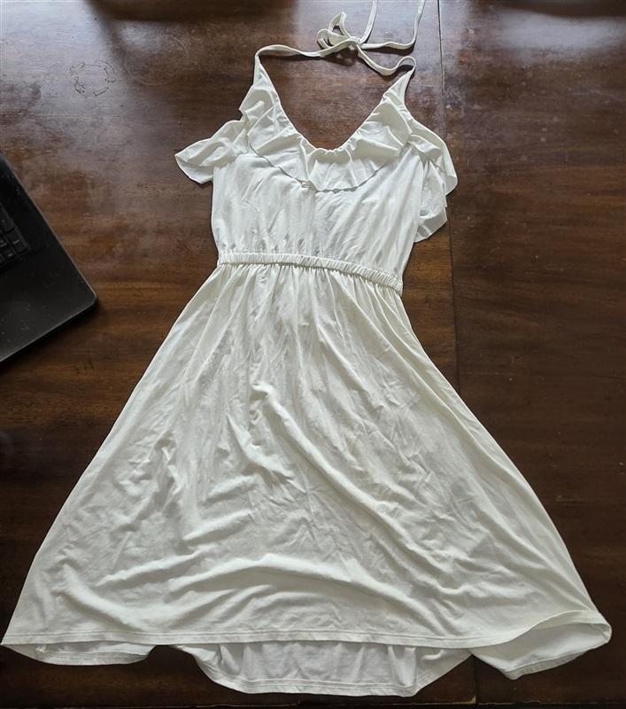 NWT Rachel Pally Lorenza Ruffle Mini Dress Tie Back Halter Ivory 125624