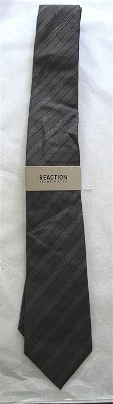 NWT Kenneth Cole Black Charcoal Gold Stripe Silk Classic Formal Neck Tie 125798