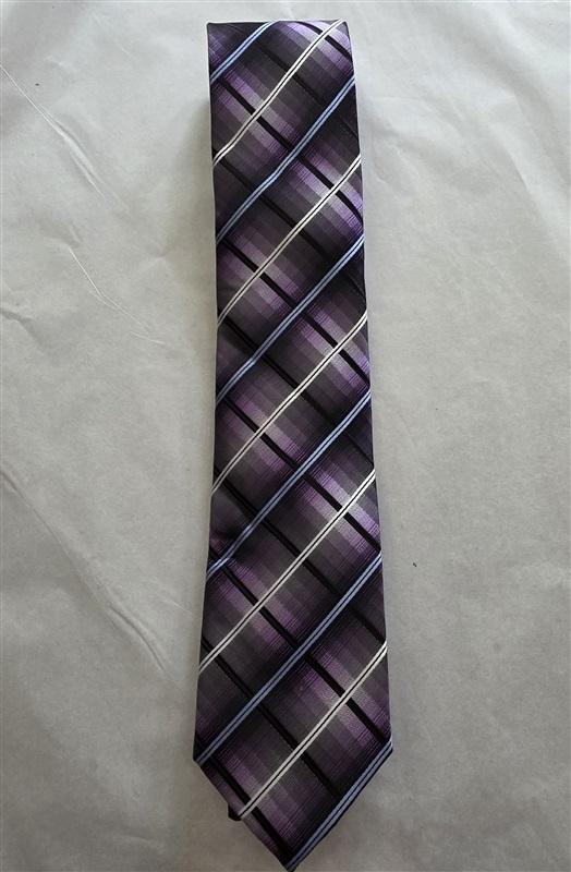 NWOT Saddlebred Purple Black White Blue Plaid Men's Neck Tie 125820