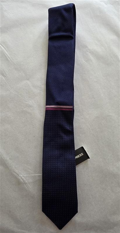 NWT Express Navy Blue Pink Stripe 100% Silk Men's Neck Tie 125824