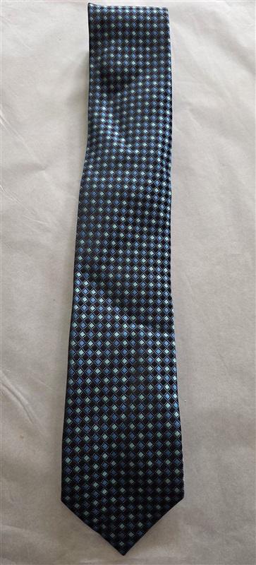 NWOT Saddlebred Blue Black Aqua Squares Men's Neck Tie 125832