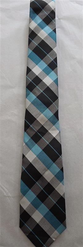 NWOT JF J.Ferrar Teal Black Gray Plaid Men's Classic Formal Neck Tie 125833