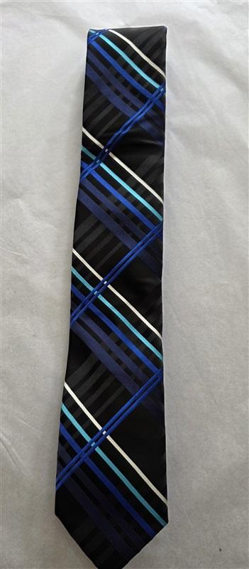 NWOT JF J.Ferrar Teal Black White Stripe Men's Classic Formal Neck Tie 125835