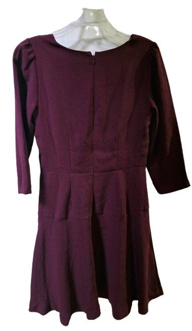 NWOT Ann Taylor 2 Fit Flare Burgundy Wine 3/4 Sleeve Dress 125858