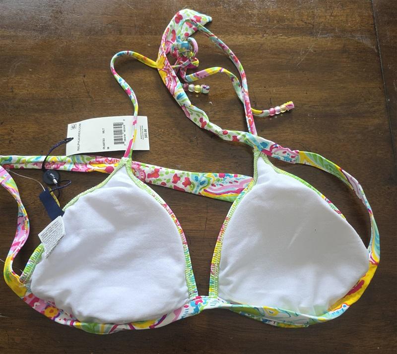 NWT Ralph Lauren M Floral Mandela String Bikini Swim Top 125864