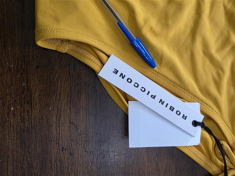 NWT Robin Piccone Luca L Side-Tie Yellow Mustard Full Bikini Swim Bottom 125887