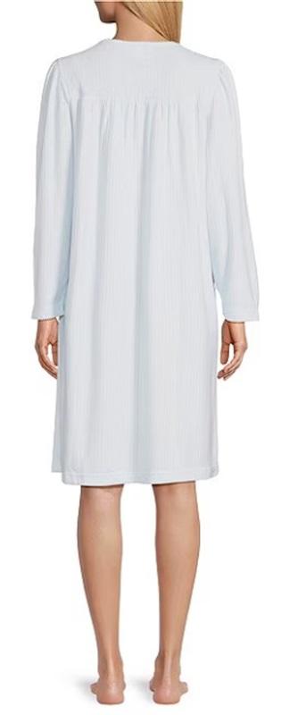 NWT Miss Elaine 1X Solid Brushed Honeycomb Long Sleeve Short Nightgown 126001