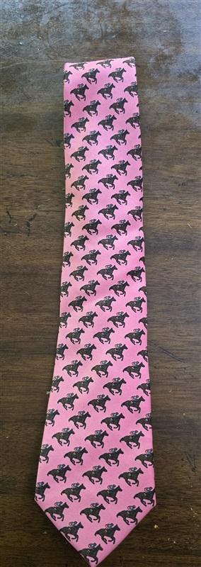 NWOT Beaux Tied Silk Pink Horse Racing Formal Classic Style Tie 126002
