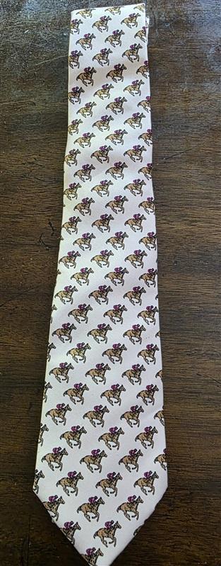 NWOT Beaux Tied Silk Pink Horse Racing Formal Classic Style Tie 126003