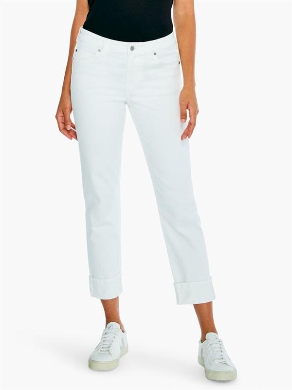 NWT Liverpool 14 32 MARLEY GIRLFRIEND Distressed CUFF JEAN White 126065