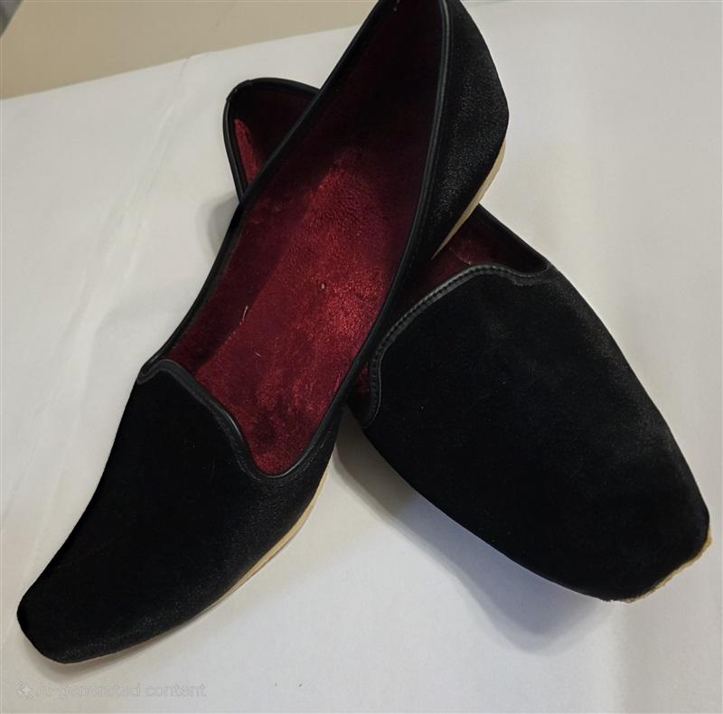 Black Velvet Sultan's Curled Toe Slippers 10 Men Women 12 126243