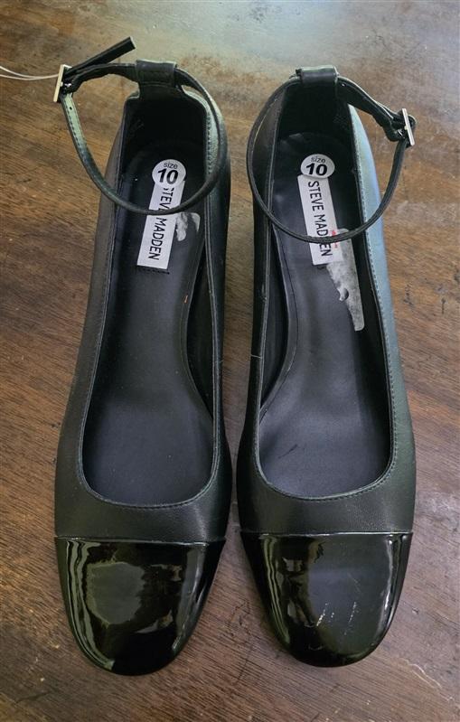 NWOT Steve Madden Eli Ankle Strap Black Leather Pumps 126244
