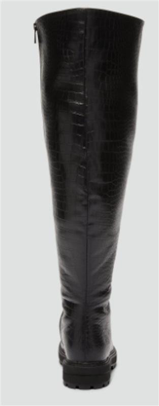 NWOT Fashion to Figure 7W Faux Croco Leather Riding Boots Black 126258