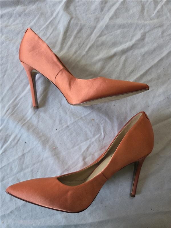 NWOTD Sam Edelman 8.5 Coral Satin Charmeuse Pumps Pointy Toe Heels 126270