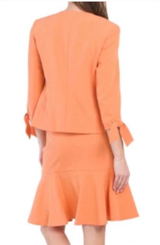 NWOT Le Suit 6 Jacket Bow Wrist Flounce Skirt Apricot Orange 126322