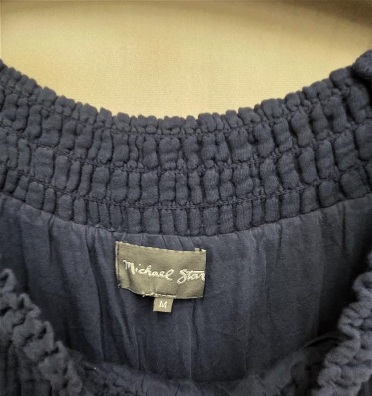 NWOT Michael Stars M Off Shoulder Gauze Minidress Navy Blue 126356