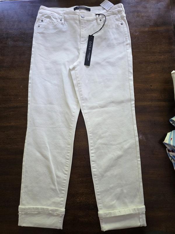 NWT Liverpool 14 32 MARLEY GIRLFRIEND CUFF JEAN White 126419