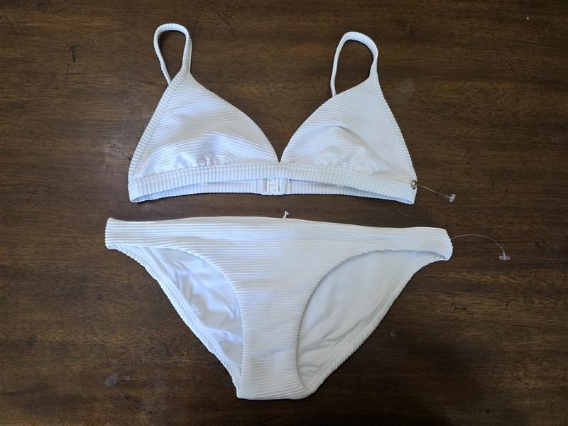 NWOTD Seafolly 4 USA Essentials Fix Rib Triangle Bikini Top Bottom White 126481