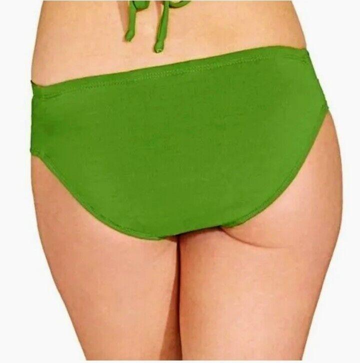 NWT Robin Piccone Ava XS Twist Green Solid Full Bikini Swim Bottom 126512