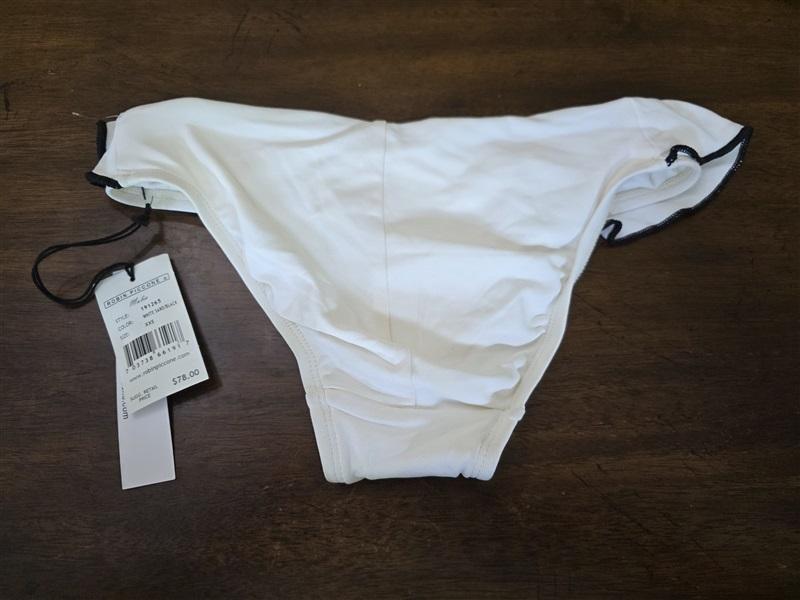 NWT Robin Piccone Malia XXS white black Ruffle Bikini Swim Bottom 126513