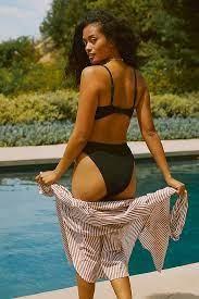 NWOT Good American XS Always FITS TWIST BIKINI TOP Black 126678