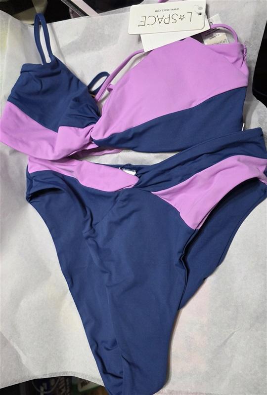 NWT L*Space Ringo L BLue Purple Bikini Swim Top & Bottom 126735