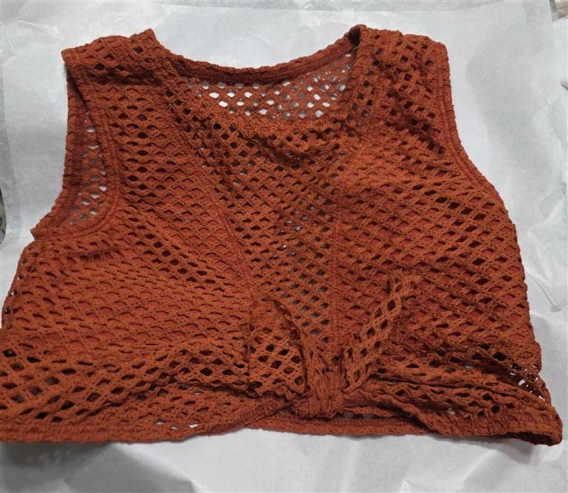 NWT Robin Piccone M Bo Mesh Tie Front Bikini Top Perla Bottom Rust 126757