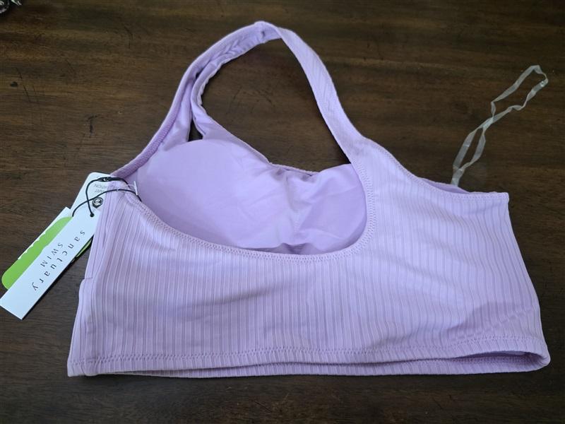 NWT Sanctuary Swim L 1 Shoulder Purple Bikini Top Crop Top 125363