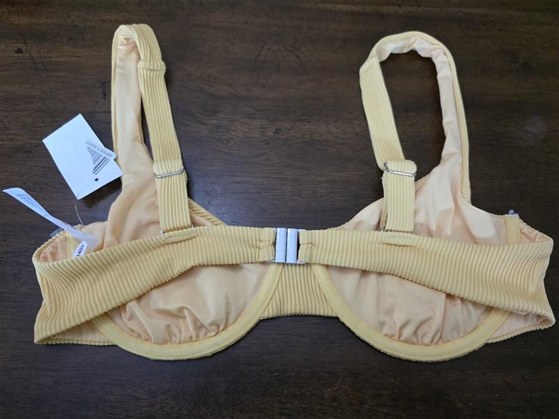 NWT Charlie Holiday L Yellow RIBBED Underwire Bikini Top 126793