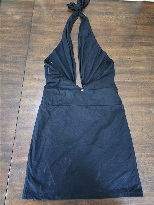 NWOT PilyQ L Alex Black Deep V Tankini 1PC Swimsuit 126822