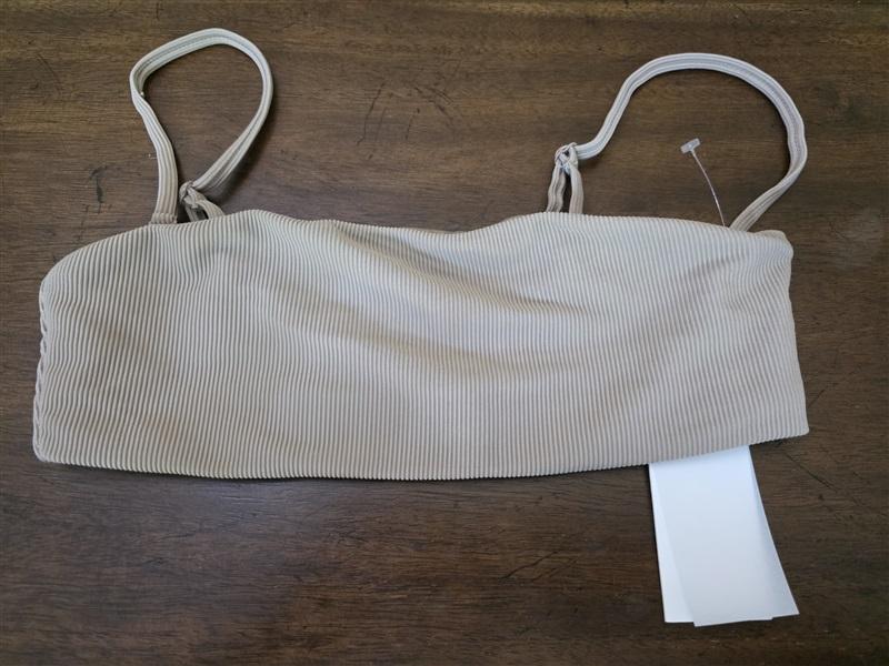 NWT Good American M Better Bandeau Top Beige Bikini Swim Tube 126832
