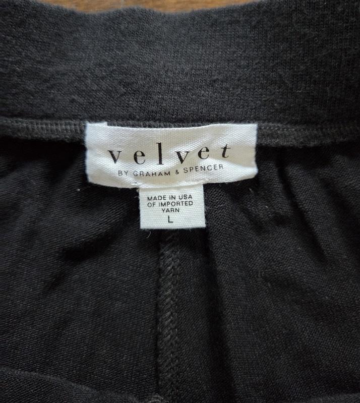 NWT Velvet by Graham & Spencer Large Black Jogger Pants Sweatpants 126888