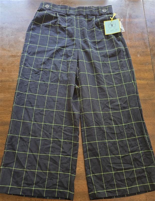 NWT CeCe 8 Gramercy Girl Windowpane Wide Leg Cropped Pants 1268980