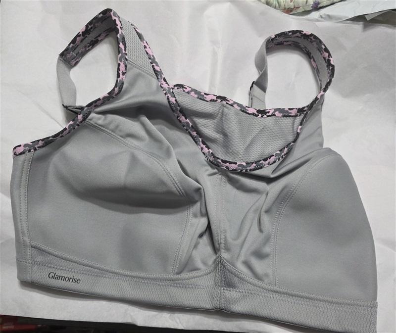 NWOT Glamorise 40DD No Bounce Cami Sports Bra 1066 Gray Pink 126959