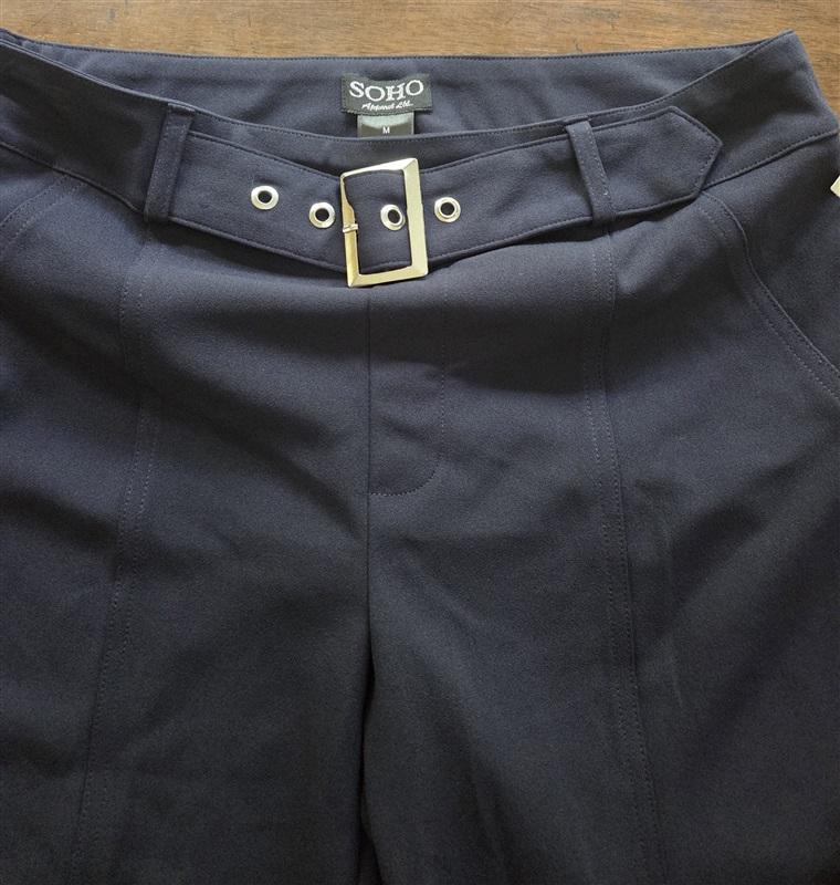 NWT Soho M Slim Pull On Belted Trouser Pants Navy 127073