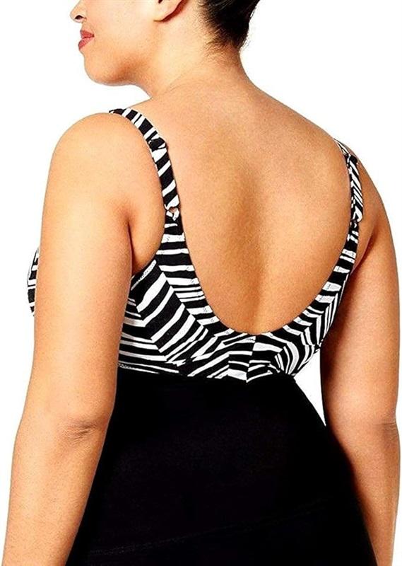 NWT Profile By Gottex 20W Black White Marble Tankini Swimsuit 127131