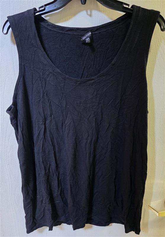 NWOT Eileen Fisher L 100% Silk Jersey Scoop Neck Tank Black 127246